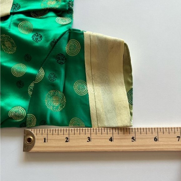🩷 Kids, Tibetan Traditional Brocade Chupa Dress Losar - Green/Yellow. NWOT - Picture 10 of 11